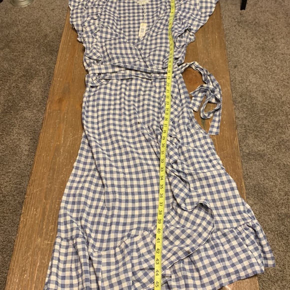 NEW Max Studio Feminine Ruffle Blue Plaid Midi Dress Large - Picture 12 of 15
